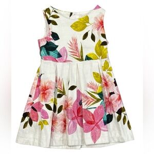 Zara Girls Soft Collection Floral Sleeveless Pleated Dress back cut out Size 4